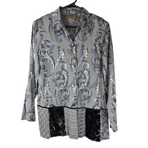 Lucia Lukken Broomskirts Medium‎ Patchwork Tunic Top Lagenlook Velvet Panels
